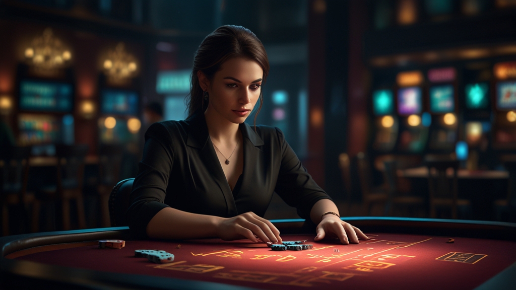 Speler bekijkt de uitbetalingsstatus bij een donker dobbelcasino